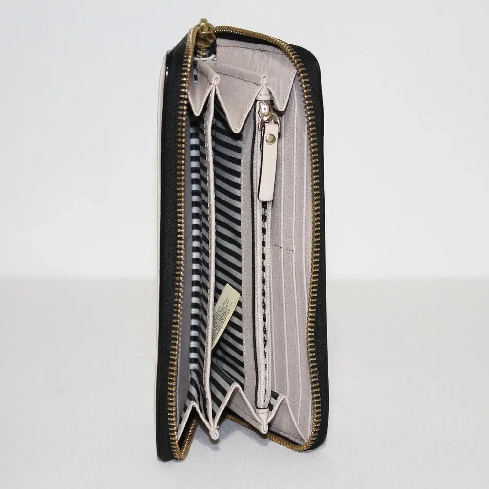 Kate Spade Cameron Street Lacey Color Block Saffiano Leather Wallet Black Cream